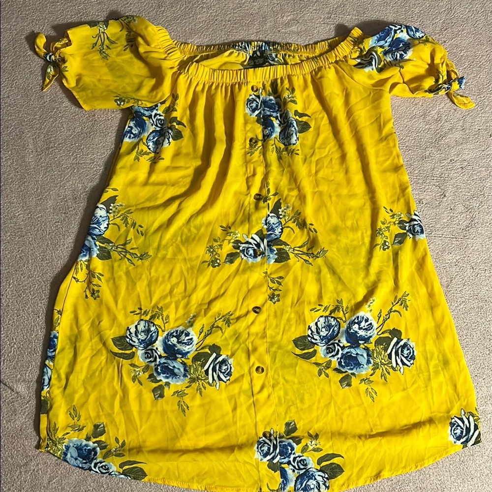 Yellow Floral Off-Shoulder Dress NWOT